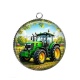 Pendentif Cabochon Argent - tracteur