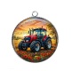 Pendentif Cabochon Argent - tracteur