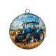 Pendentif Cabochon Argent - tracteur