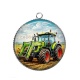 Pendentif Cabochon Argent - tracteur