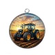 Pendentif Cabochon Argent - tracteur