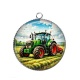 Pendentif Cabochon Argent - tracteur