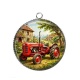 Pendentif Cabochon Argent - tracteur