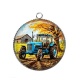 Pendentif Cabochon Argent - tracteur