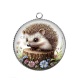 Pendentif Cabochon Argent - hérisson