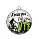 Pendentif Cabochon Argent - j'peux pas j'ai VTT