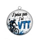 Pendentif Cabochon Argent - j'peux pas j'ai VTT