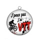 Pendentif Cabochon Argent - j'peux pas j'ai VTT
