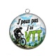 Pendentif Cabochon Argent - j'peux pas j'ai VTT