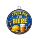 Pendentif Cabochon Argent - j'peux pas j'ai bière