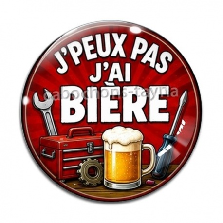 Cabochon Verre - j'peux pas j'ai bière