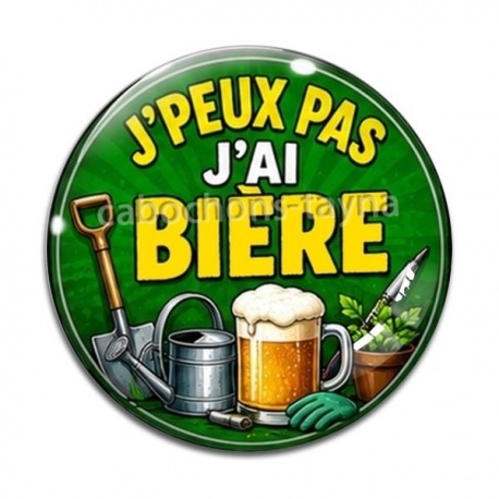 Cabochon Verre - j'peux pas j'ai bière