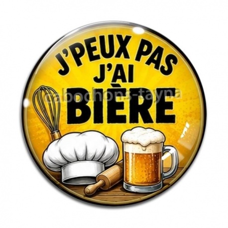 Cabochon Verre - j'peux pas j'ai bière