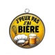 Pendentif Cabochon Argent - j'peux pas j'ai bière
