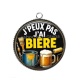 Pendentif Cabochon Argent - j'peux pas j'ai bière