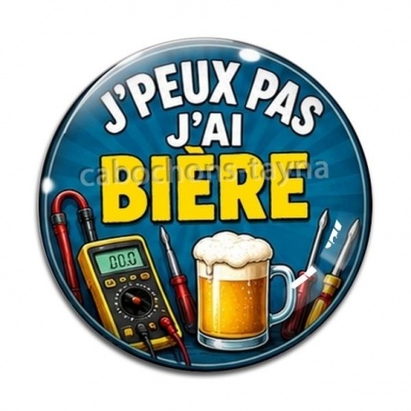 Cabochon Verre - j'peux pas j'ai bière