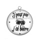 Pendentif Cabochon Argent - j'peux pas j'ai bière