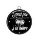 Pendentif Cabochon Argent - j'peux pas j'ai bière