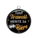 Pendentif Cabochon Argent - tout travail mérite sa bière