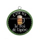 Pendentif Cabochon Argent - c'est toi le roi de l'apéro