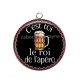 Pendentif Cabochon Argent - c'est toi le roi de l'apéro