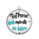 Pendentif Cabochon Argent - tout travail mérite sa bière