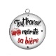 Pendentif Cabochon Argent - tout travail mérite sa bière