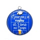 Pendentif Cabochon Argent - j'peux pas j'ai rugby et 3 eme mi temps