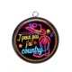 Pendentif Cabochon Argent - j'peux pas j'ai country