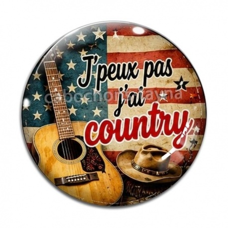 Cabochon Verre - j'peux pas j'ai country
