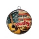 Pendentif Cabochon Argent - j'peux pas j'ai country