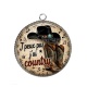 Pendentif Cabochon Argent - j'peux pas j'ai country