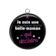 Pendentif Cabochon Argent - je suis une belle maman qui déchire