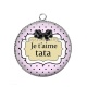 Pendentif Cabochon Argent - je t'aime tata