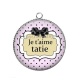 Pendentif Cabochon Argent - je t'aime tatie