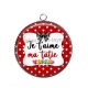 Pendentif Cabochon Argent - je t'aime ma tatie