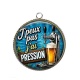 Pendentif Cabochon Argent - j'peux pas j'ai pression