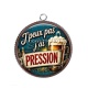 Pendentif Cabochon Argent - j'peux pas j'ai pression