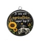 Pendentif Cabochon Argent - je suis une agricultrice super top