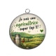Pendentif Cabochon Argent - je suis une agricultrice super top