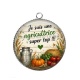 Pendentif Cabochon Argent - je suis une agricultrice super top