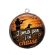 Pendentif Cabochon Argent - j'peux pas j'ai chasse