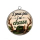 Pendentif Cabochon Argent - j'peux pas j'ai chasse