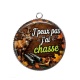 Pendentif Cabochon Argent - j'peux pas j'ai chasse