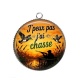 Pendentif Cabochon Argent - j'peux pas j'ai chasse