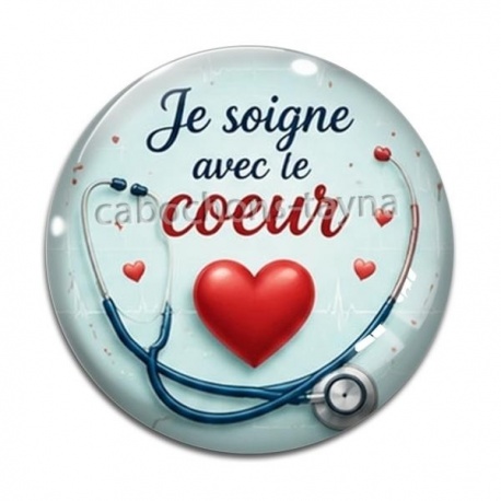 Cabochon Verre - je soigne avec le coeur