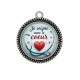 Pendentif Cabochon Argent - je soigne avec le coeur