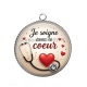 Pendentif Cabochon Argent - je soigne avec le coeur