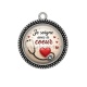 Pendentif Cabochon Argent - je soigne avec le coeur