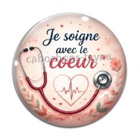 Cabochon Verre - je soigne avec le coeur